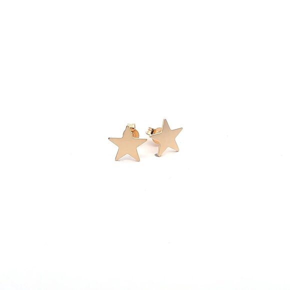 18K Gold Earrings Stud Star - Picture 1 of 9
